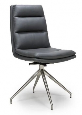 2 x Nobo Grey Faux Leather Swivel Dining Chair with Chrome Legs - image 1
