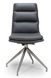 2 x Nobo Grey Faux Leather Swivel Dining Chair with Chrome Legs - thumbnail 3