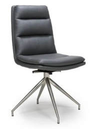 2 x Nobo Grey Faux Leather Swivel Dining Chair with Chrome Legs