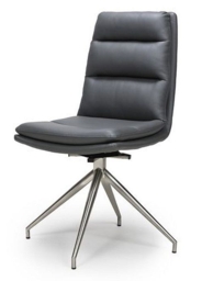 2 x Nobo Grey Faux Leather Swivel Dining Chair with Chrome Legs - thumbnail 2
