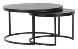 Catana Black Mango Wood 2 Tier Round Coffee Tables