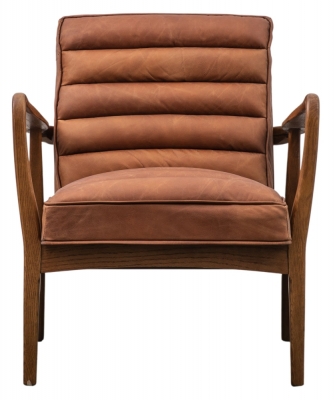 Datsun Vintage Brown Leather Armchair - image 1
