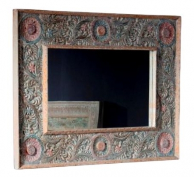 Rewa Hand Painted Carved Rectangular Mirror