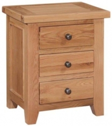 Appleby Oak Narrow Bedside Cabinet, 3 Drawers - 55cm Wide - thumbnail 1