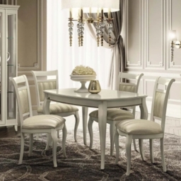 Camel Giotto Day Bianco Antico Italian Extending 140cm Dining Table with Casablanca Fabric Dining Chair - thumbnail 1