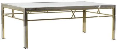 Luxury Silver and Gold Metal Frame Coffee Table with Glass Top