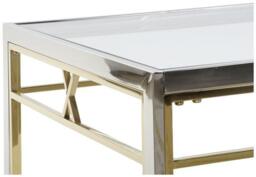 Luxury Silver and Gold Metal Frame Coffee Table with Glass Top - thumbnail 3