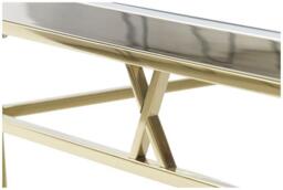 Luxury Silver and Gold Metal Frame Coffee Table with Glass Top - thumbnail 2