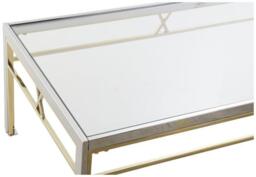 Luxury Silver and Gold Metal Frame Coffee Table with Glass Top - thumbnail 4