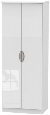 Camden 2 Door Tall Plain Wardrobe - High Gloss White