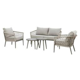 Monaco Garden Sofa Set - 2 Seater - Coffee Table - Ceramic Top - Cool Linen - thumbnail 2