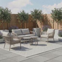 Monaco Garden Sofa Set - 2 Seater - Coffee Table - Ceramic Top - Cool Linen - thumbnail 1