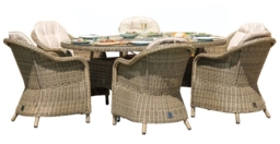 Maze Winchester Heritage Natural Rattan 6 Seater Oval Fire Pit Table Garden Dining Set - thumbnail 1