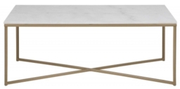 Apison White Guangxi Marble Effect Top and Gold Coffee Table - thumbnail 1