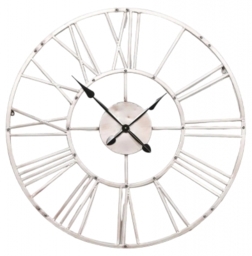 Vintage Silver Wall Clock - 92cm x 92cm - thumbnail 1