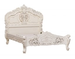 French Style Horatio White Carved Bed