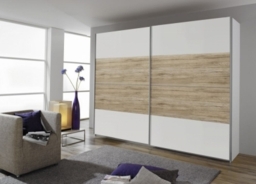 Quadra 2 Door Sliding Wardrobe in White and Oak - W 271cm