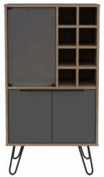 Vegas Grey Melamine Wine Cabinet with Hairpin Legs - thumbnail 1