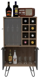 Vegas Grey Melamine Wine Cabinet with Hairpin Legs - thumbnail 2