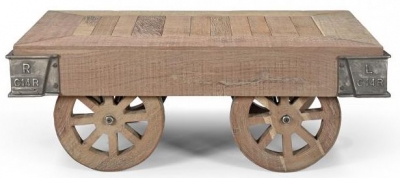 Gulmarg Reclaimed Wooden Coffee Table on Wheels - image 1