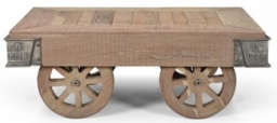 Gulmarg Reclaimed Wooden Coffee Table on Wheels - thumbnail 1