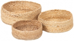 Bankside Natural Jute Flat Round Basket - Set of 3