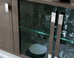 Modum Platinum Italian Silver Slim Glass Door Buffet Sideboard - thumbnail 2