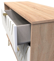Jigsaw White and Oak Effect 95cm TV Unit with Gold Hairpin Legs - thumbnail 2