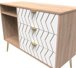 Jigsaw White and Oak Effect 95cm TV Unit with Gold Hairpin Legs - thumbnail 3