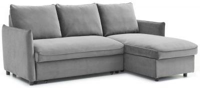 Blaire Athena Grey Velvet Fabric Corner Sofa Bed - image 1