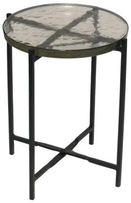 Burrow Glass and Black Metal Round Side Table