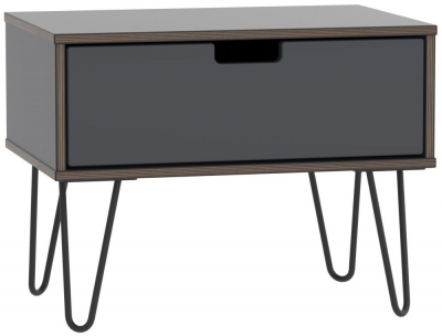 Shanghai Graphite 1 Drawer Midi Chest with Hairpin Legs