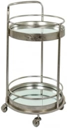 Small Leaf Round Bar Trolley with Mirror Shelves