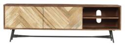 Clearance - Rennes Chevron Medium TV Unit - Rustic Mango Wood - thumbnail 1