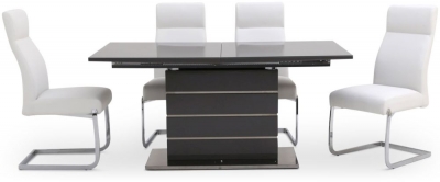 Massimo Grey Gloss Butterfly Extending Dining Set with 4 Dante White Chairs - image 1