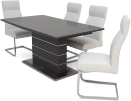 Massimo Grey Gloss Butterfly Extending Dining Set with 4 Dante White Chairs - thumbnail 3