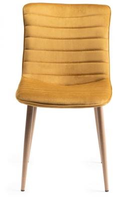 Bentley Designs Eriksen Mustard Velvet Fabric Dining Chair with Oak Effect Legs (Sold in Pairs) - image 1