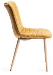 Bentley Designs Eriksen Mustard Velvet Fabric Dining Chair with Oak Effect Legs (Sold in Pairs) - thumbnail 3