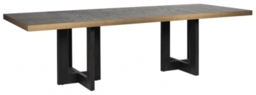 Cambon Dark Oak and Brass 14 Seater Dining Table