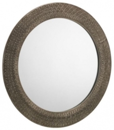 Cadence Ornate Pewter Effect Lacquered Round Wall Mirror - 80cm x 80cm