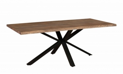 Carlton Modena Charcoal Oiled Oak 6 Seater Dining Table, 150cm with Spider metal Legs Rectangular Top - image 1