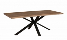 Carlton Modena Charcoal Oiled Oak 6 Seater Dining Table, 150cm with Spider metal Legs Rectangular Top - thumbnail 1