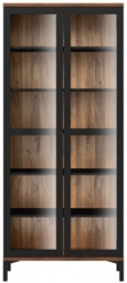 Roomers Display Cabinet Glazed 2 Door in Black and Walnut