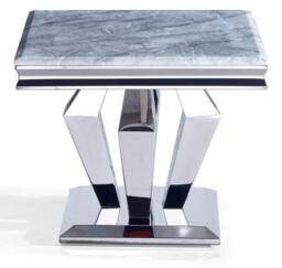 Dolce Grey Marble and Chrome Square Lamp Table