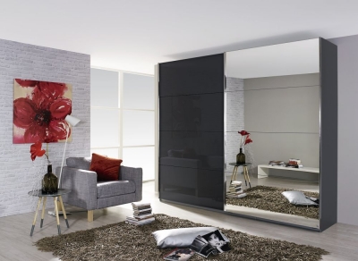 Quadra Sliding Wardrobe with Glass and Mirror Front - image 1
