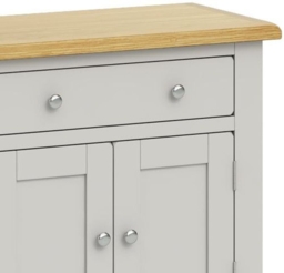 Guilford Country Grey and Oak Mini Sideboard with 2 Doors for Small Space - thumbnail 3