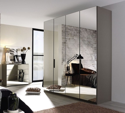 Miramar 4 Door All Mirror Wardrobe in Silk Grey - W 201cm - image 1