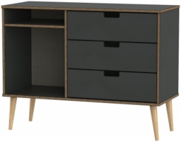 Shanghai Graphite 95cm TV Unit with Natural Wooden Legs
