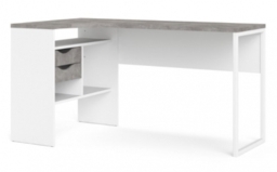 Function Plus Corner Desk 2 Drawer in White and Grey