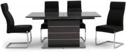 Massimo Grey High Gloss Butterfly Extending Dining Table and 4 Dante Black Chairs